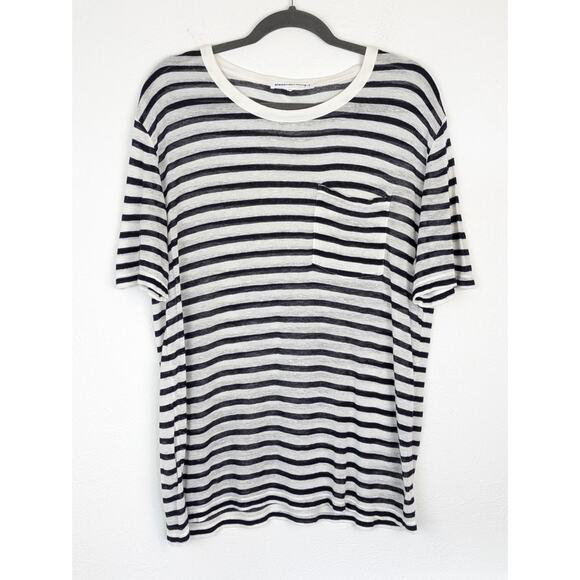 Alexanderwang.t T Shirt Top Striped Knit Streetwear Designer Black White Size L - Picture 1 of 12